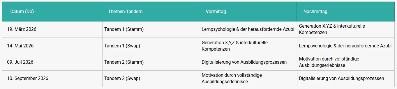 DNO - Der Fachdozent -  Termine & Themen 2026 (immer donnerstags)