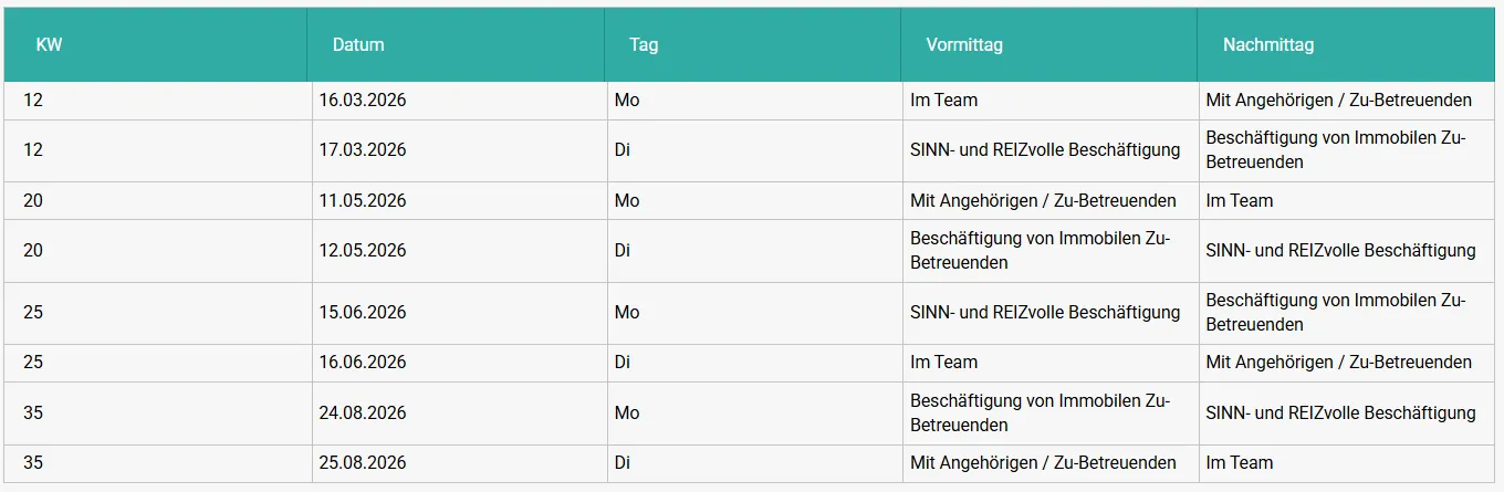 DNO - Der Fachdozent -Termine & Rotation 2026