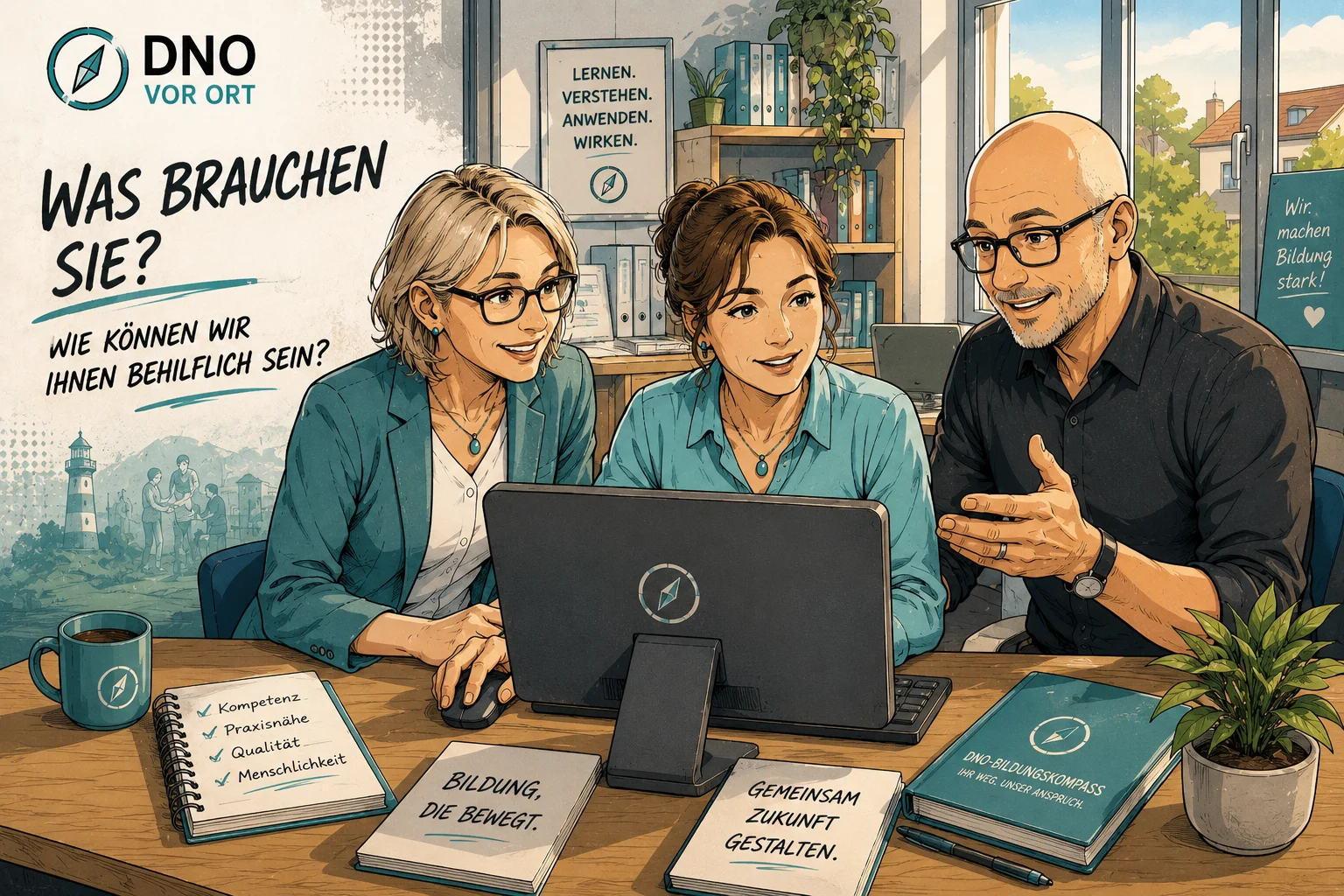 Beratungssituation bei DNO VOR ORT mit der Frage Was brauchen Sie